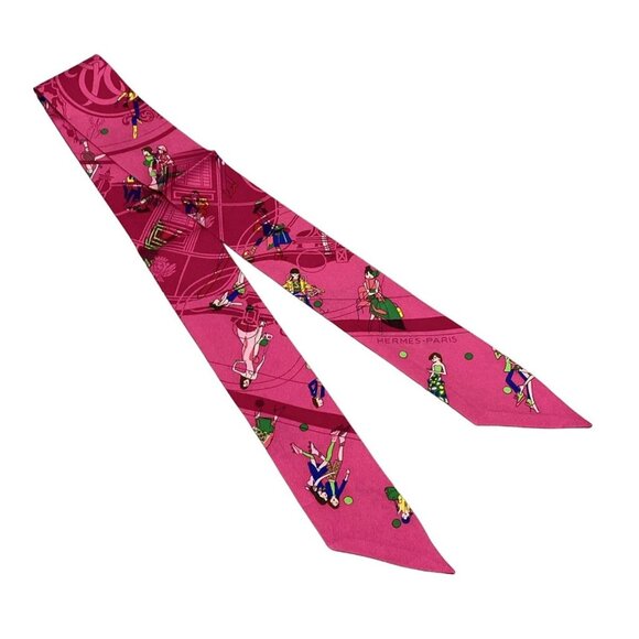 Auth HERMES Twilly - Pink Yellow Multi Scarf - Picture 2 of 6